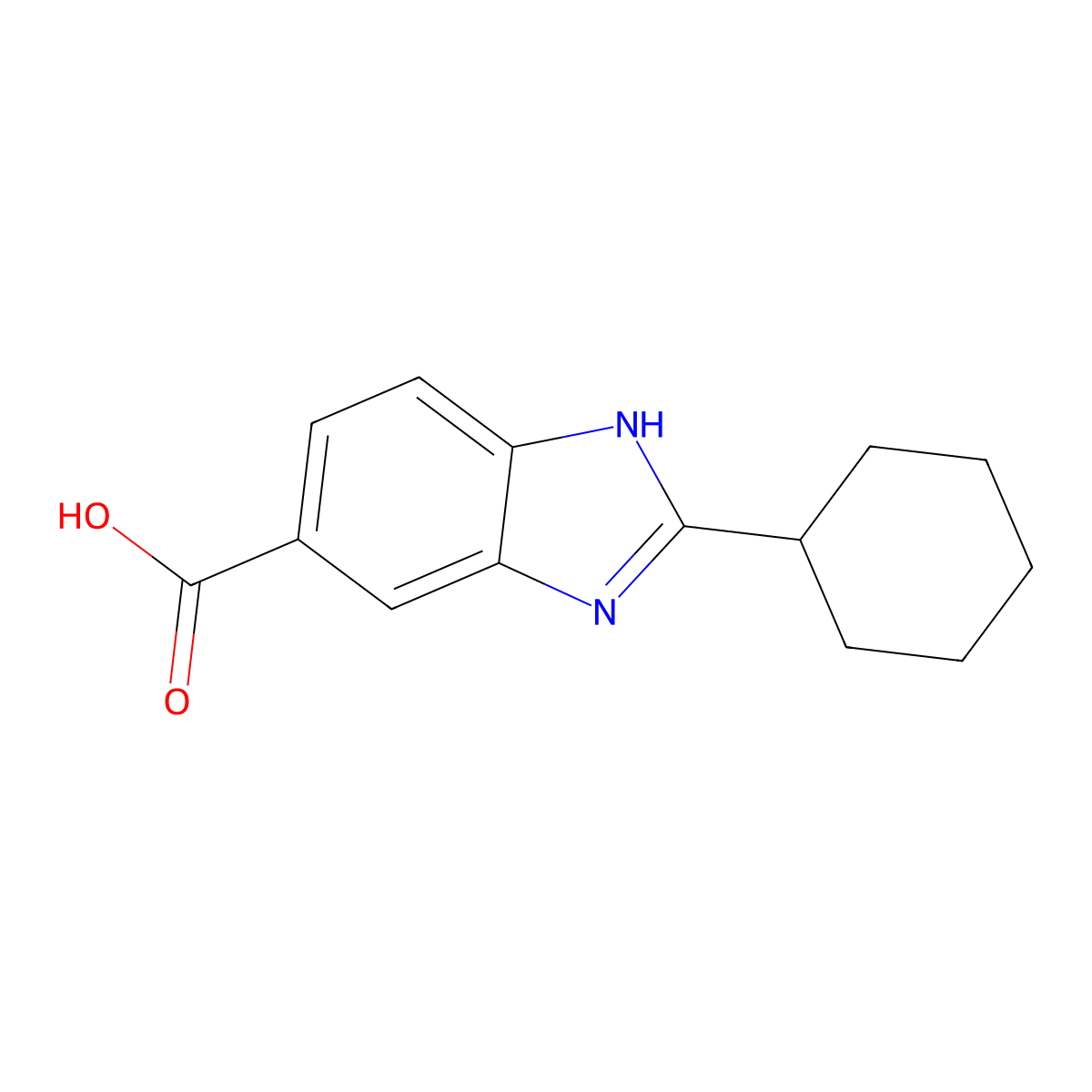 2-cyclohexyl-1H-1,3-benzodiazole-5-carboxylic acid molecular structure, CAS 1001737-19-4