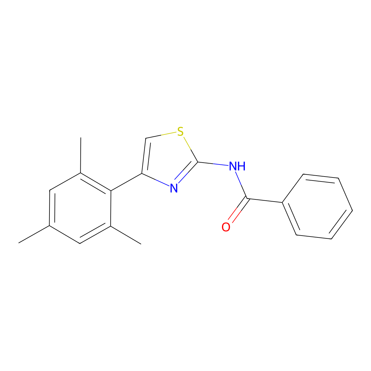 N-(4-mesitylthiazol-2-yl)benzamide molecular structure, CAS 1001753-24-7
