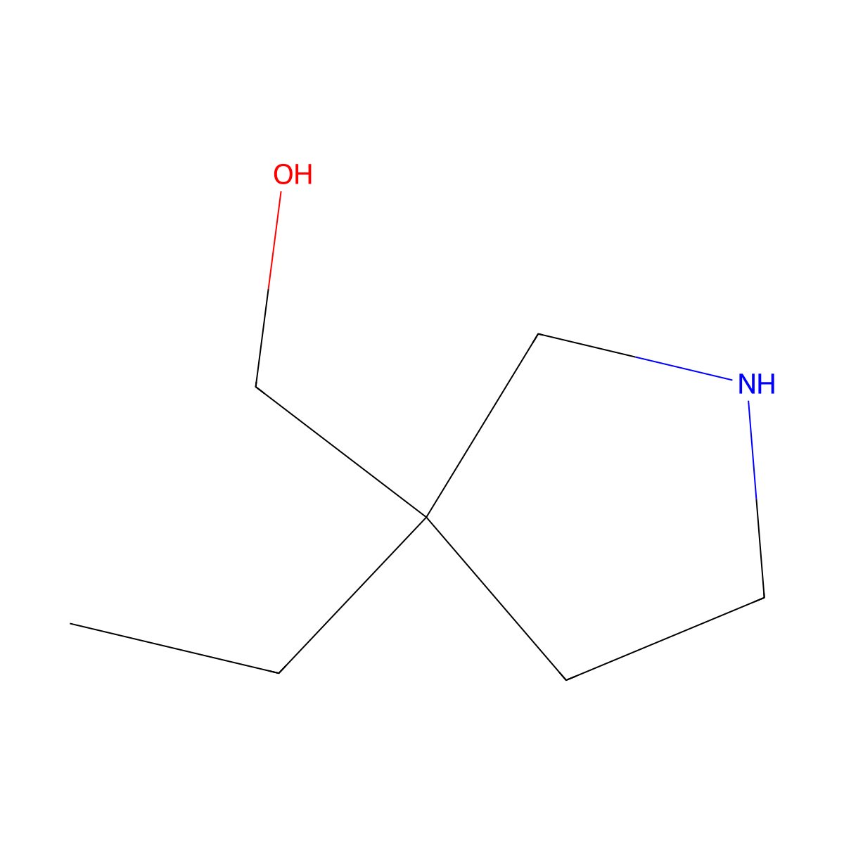 (3-Ethylpyrrolidin-3-yl)methanol molecular structure, CAS 1001754-43-3
