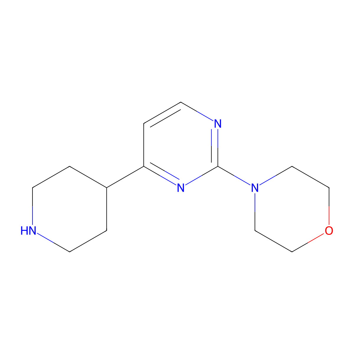 4-(4-(Piperidin-4-yl)pyrimidin-2-yl)morpholine molecular structure, CAS 1001754-73-9