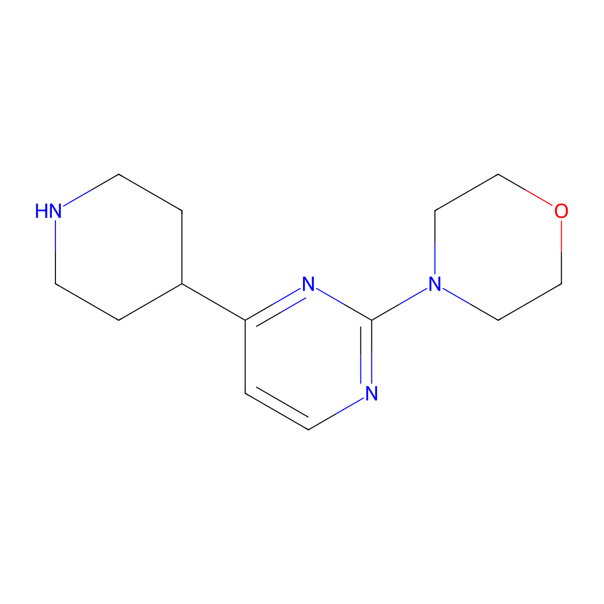4-(4-(Piperidin-4-yl)pyrimidin-2-yl)morpholine molecular structure, CAS 1001754-73-9