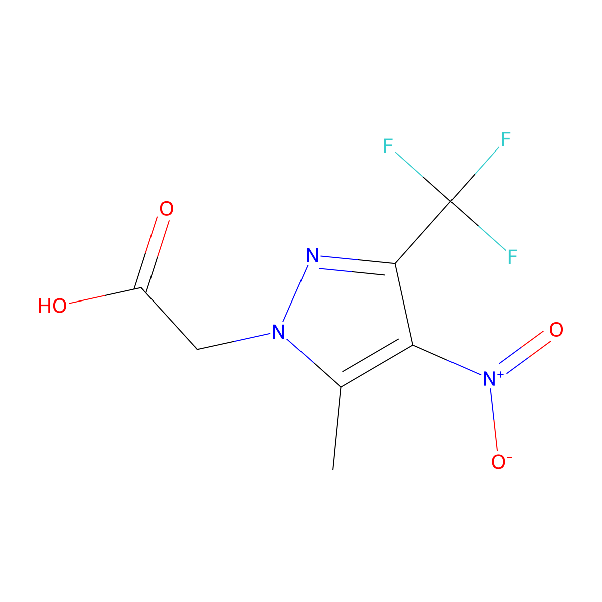 2-[5-methyl-4-nitro-3-(trifluoromethyl)pyrazol-1-yl]acetic Acid molecular structure, CAS 1001754-77-3