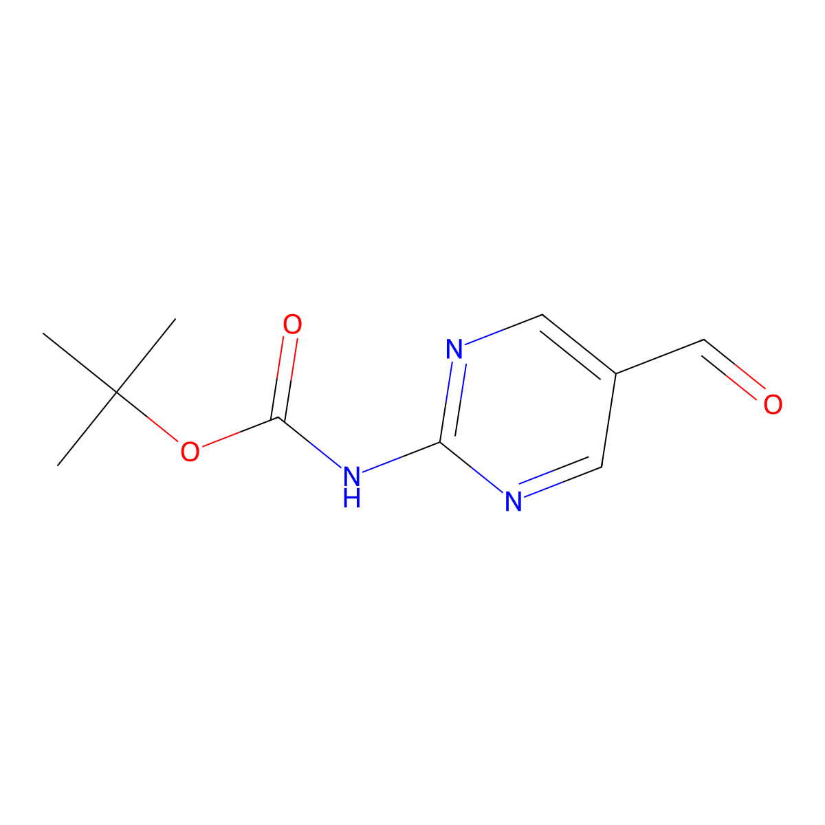 tert-Butyl (5-formylpyrimidin-2-yl)carbamate molecular structure, CAS 1001754-78-4