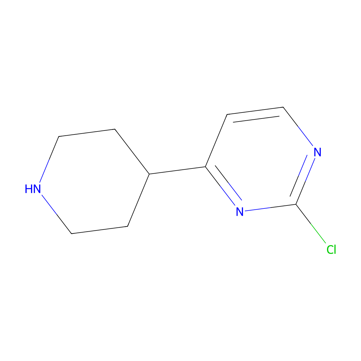 2-Chloro-4-(piperidin-4-YL)pyrimidine molecular structure, CAS 1001754-79-5