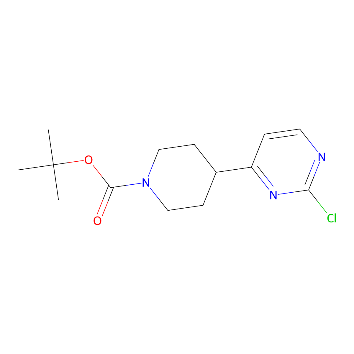 tert-Butyl 4-(2-chloropyrimidin-4-yl)piperidine-1-carboxylate molecular structure, CAS 1001754-82-0