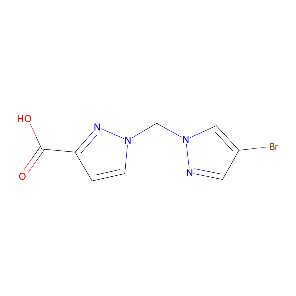 1-[(4-bromo-1H-pyrazol-1-yl)methyl]-1H-pyrazole-3-carboxylic acid molecular structure, CAS 1001755-12-9