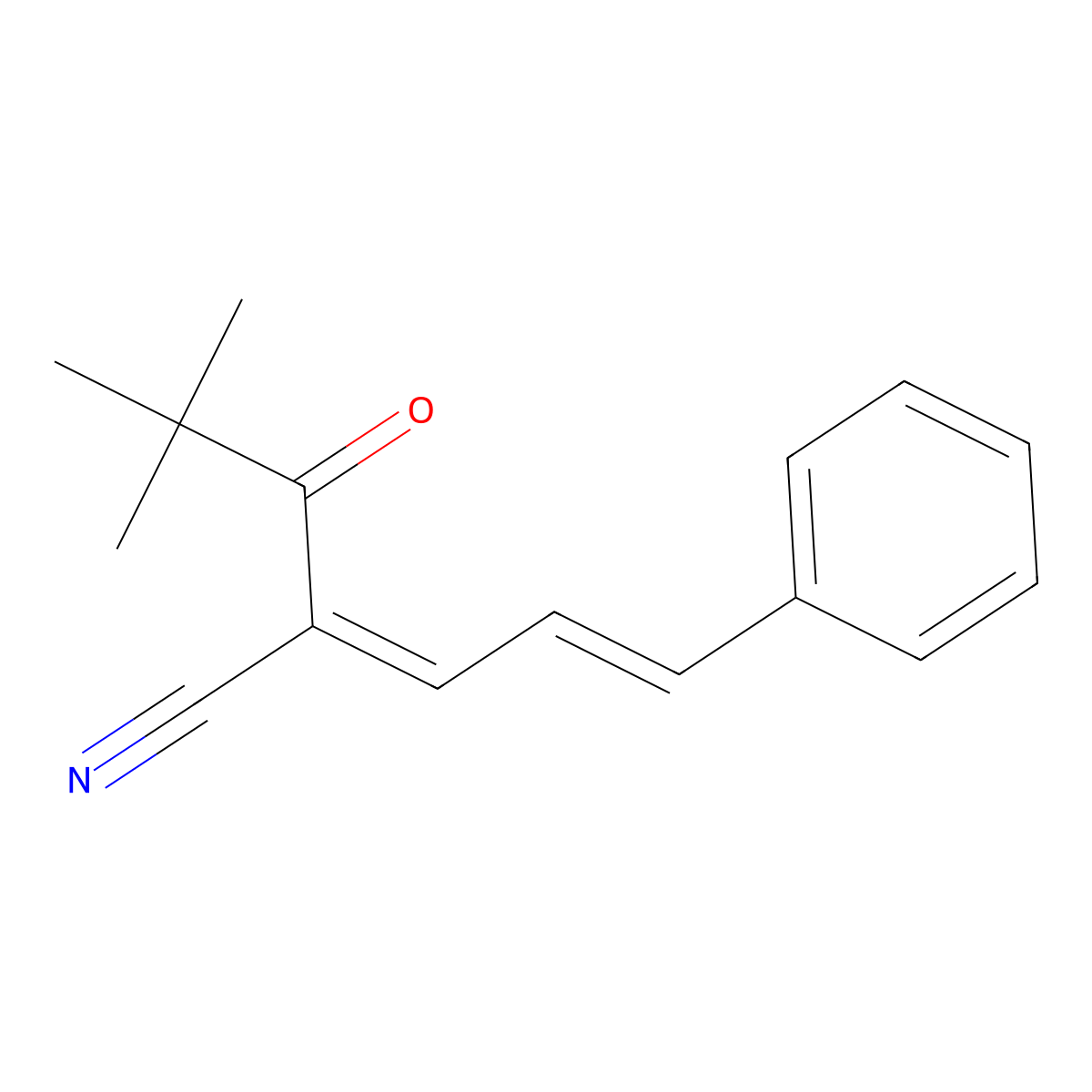 (2E,4E)-2-(2,2-dimethylpropanoyl)-5-phenylpenta-2,4-dienenitrile molecular structure, CAS 1001755-18-5