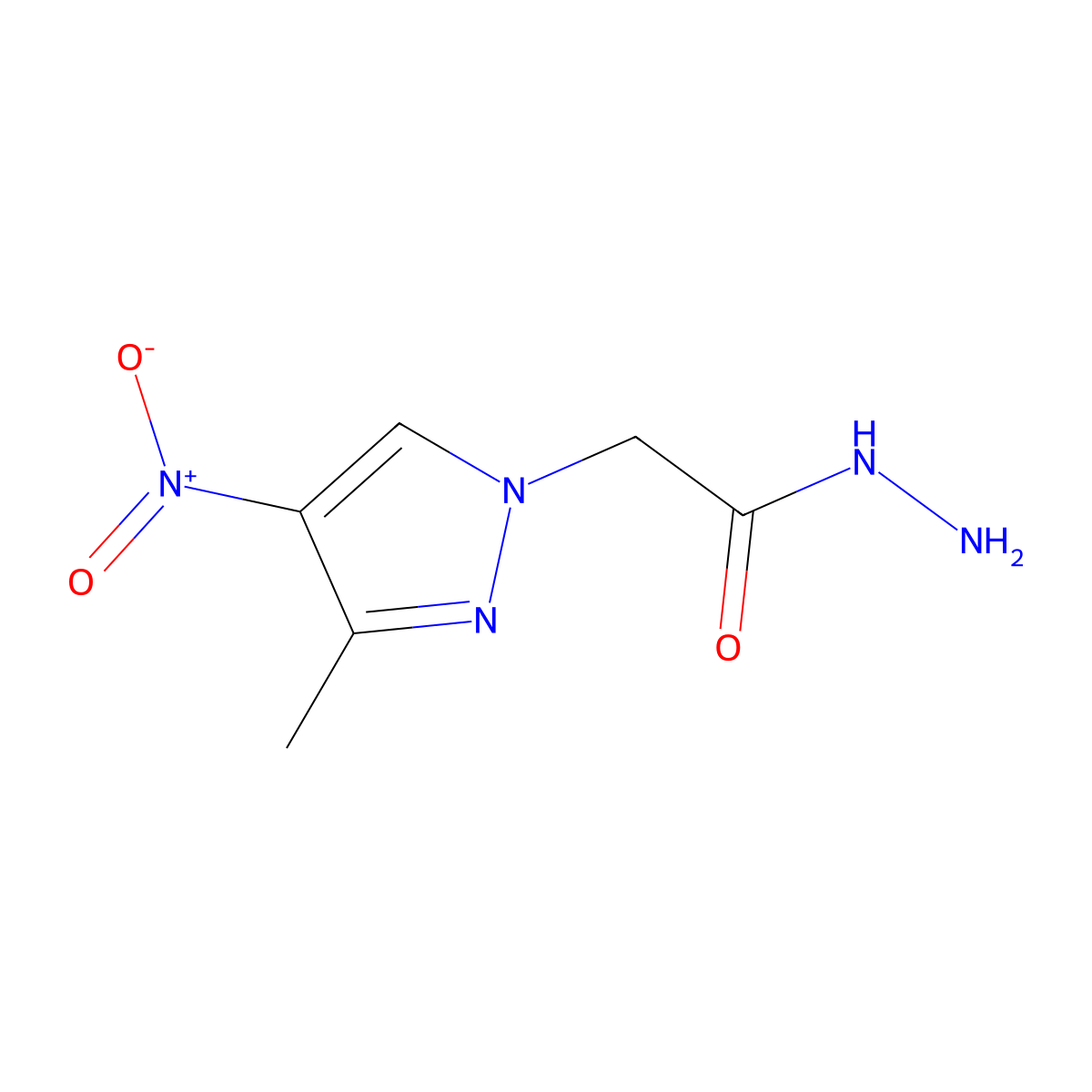 2-(3-methyl-4-nitro-1H-pyrazol-1-yl)acetohydrazide molecular structure, CAS 1001755-56-1