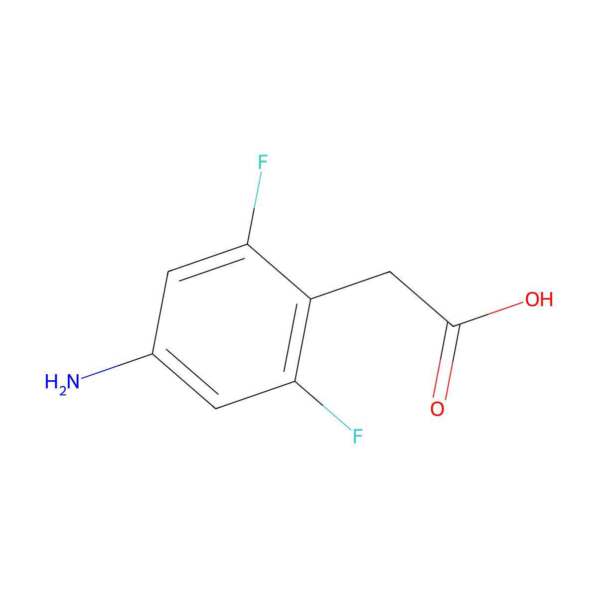 2-(4-Amino-2,6-difluorophenyl)acetic acid molecular structure, CAS 1001755-64-1
