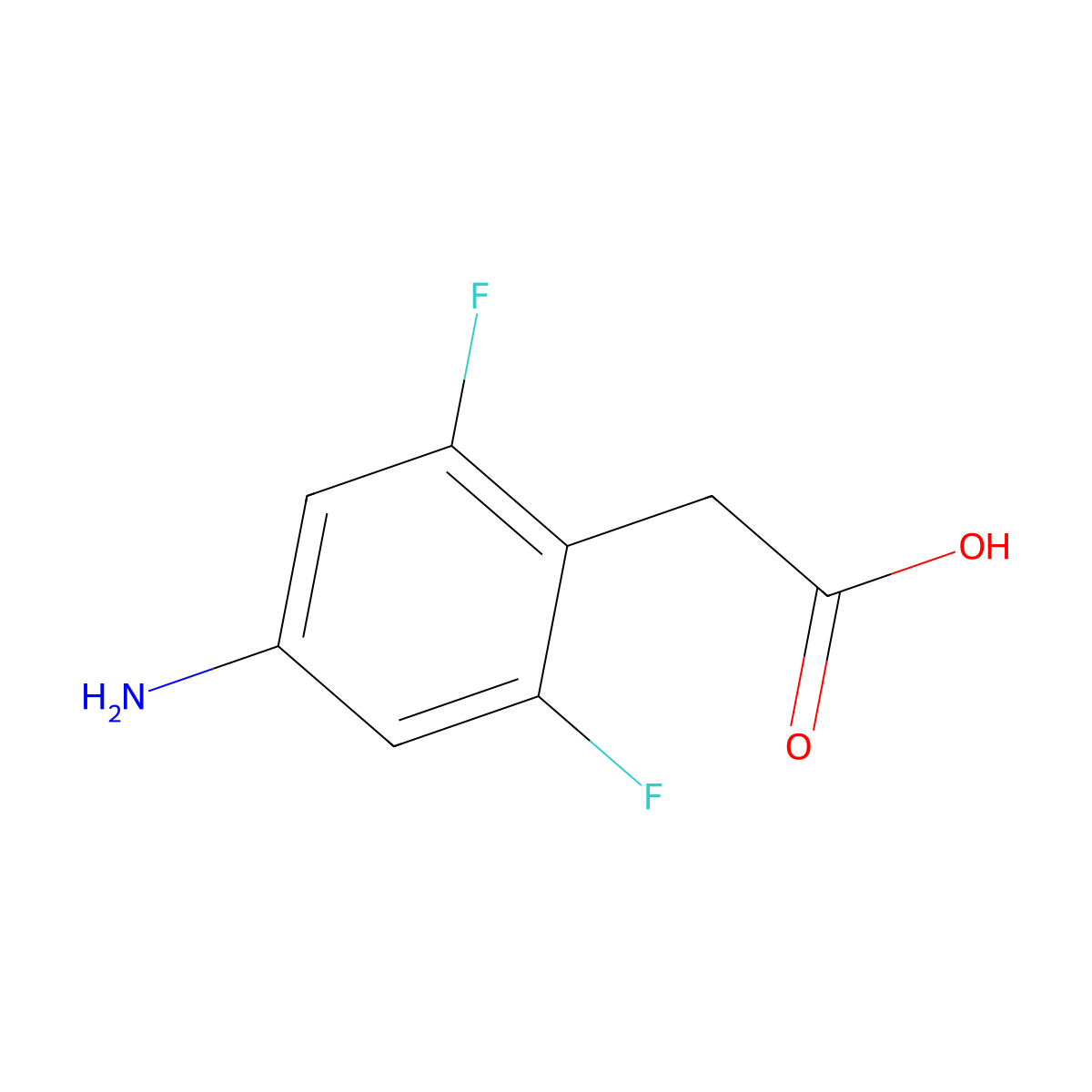 2-(4-Amino-2,6-difluorophenyl)acetic acid molecular structure, CAS 1001755-64-1