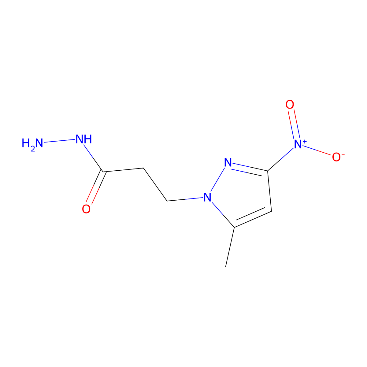 3-(5-methyl-3-nitro-1H-pyrazol-1-yl)propanohydrazide molecular structure, CAS 1001755-69-6