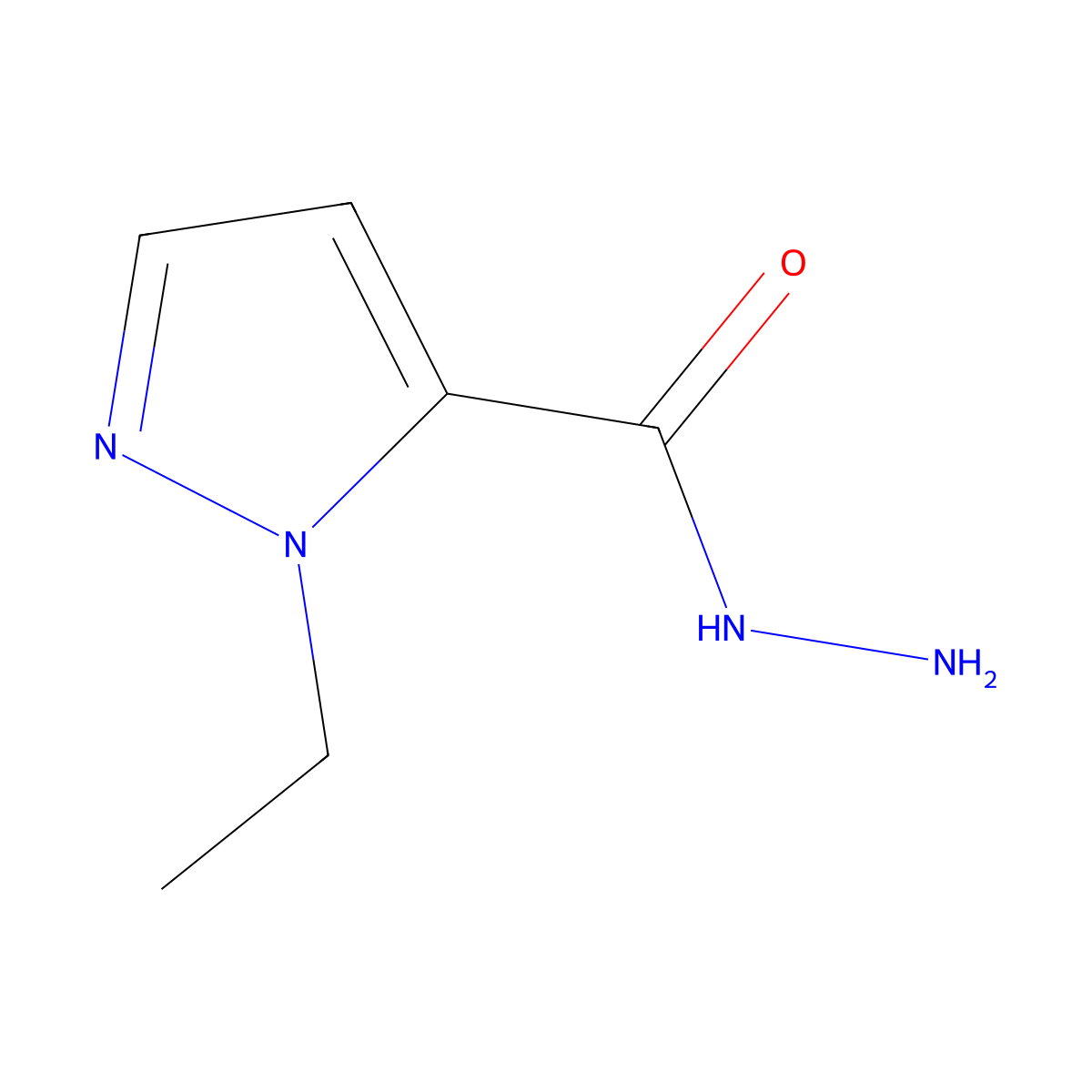 1-ethyl-1H-pyrazole-5-carbohydrazide molecular structure, CAS 1001755-76-5