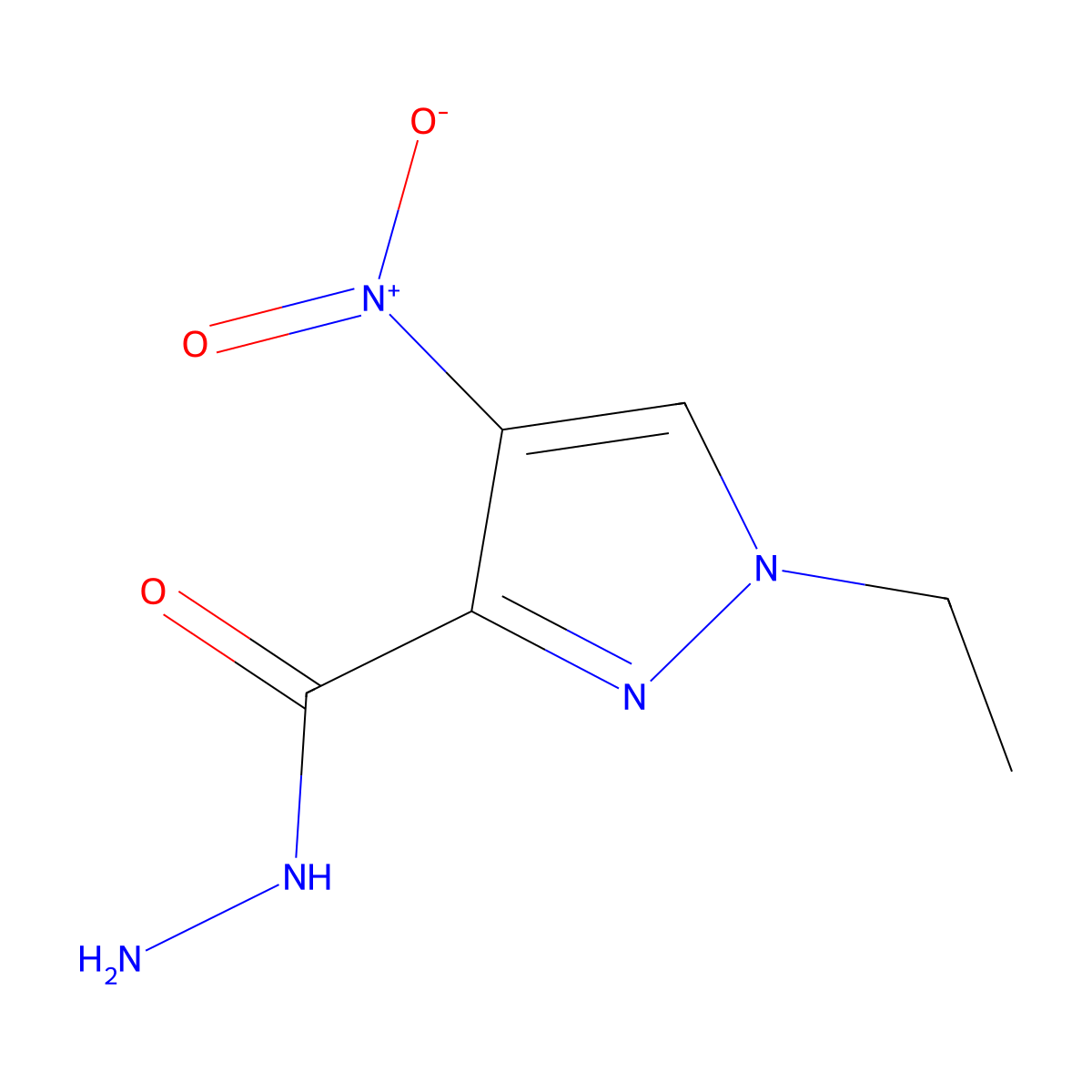 1-ethyl-4-nitro-1H-pyrazole-3-carbohydrazide molecular structure, CAS 1001755-77-6
