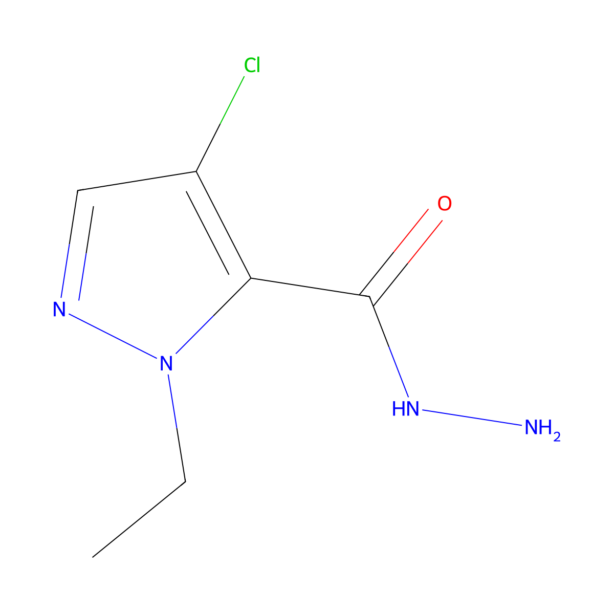 4-chloro-1-ethyl-1H-pyrazole-5-carbohydrazide molecular structure, CAS 1001755-85-6