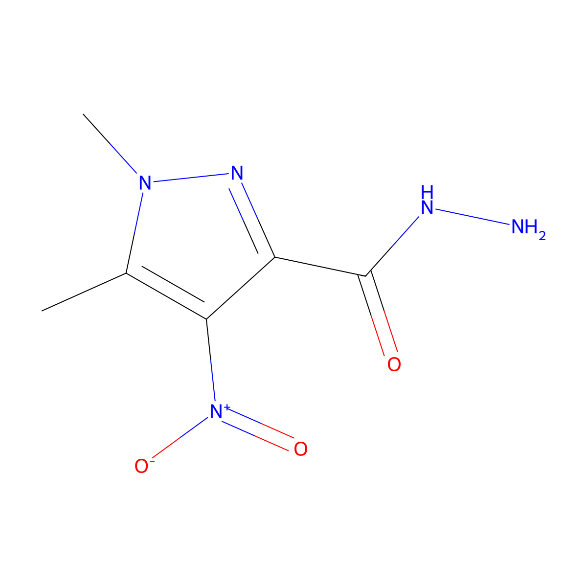 1,5-dimethyl-4-nitro-1H-pyrazole-3-carbohydrazide molecular structure, CAS 1001755-91-4