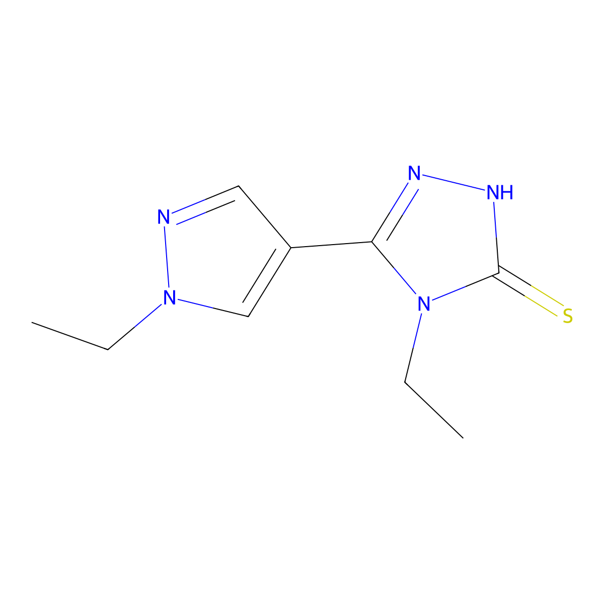 4-ethyl-5-(1-ethyl-1H-pyrazol-4-yl)-4H-1,2,4-triazole-3-thiol molecular structure, CAS 1001756-07-5
