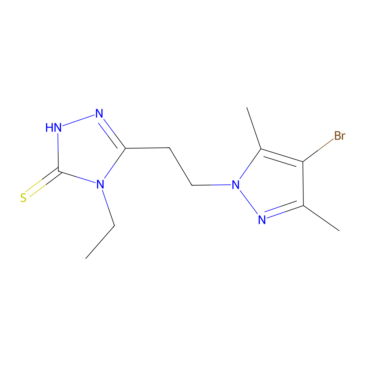 5-(2-(4-Bromo-3,5-dimethyl-1H-pyrazol-1-yl)ethyl)-4-ethyl-4H-1,2,4-triazole-3-thiol molecular structure, CAS 1001756-25-7