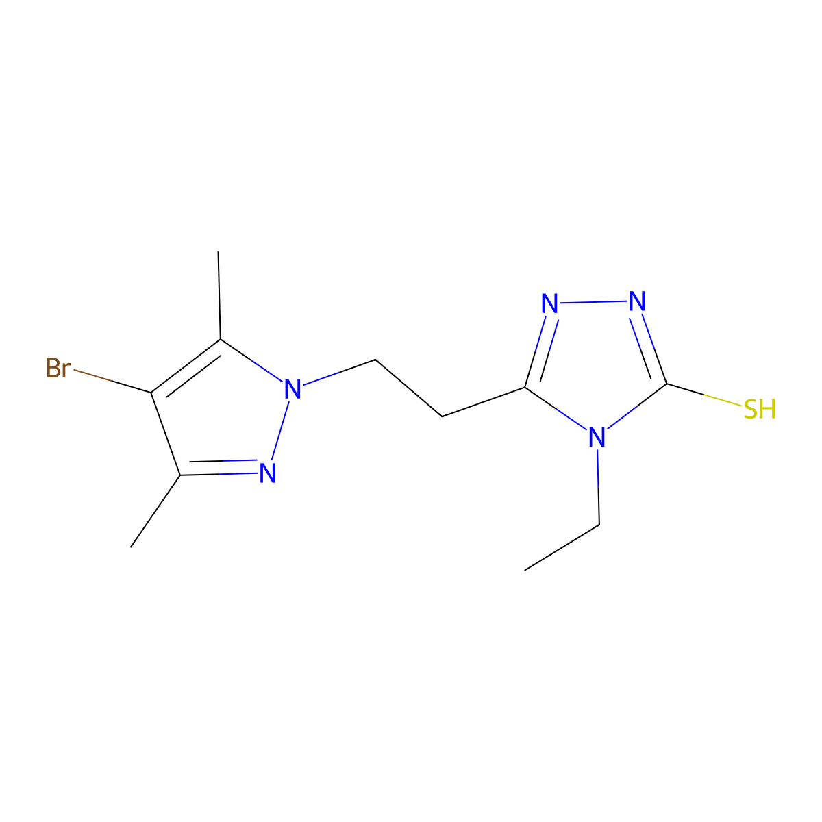 5-(2-(4-Bromo-3,5-dimethyl-1H-pyrazol-1-yl)ethyl)-4-ethyl-4H-1,2,4-triazole-3-thiol molecular structure, CAS 1001756-25-7