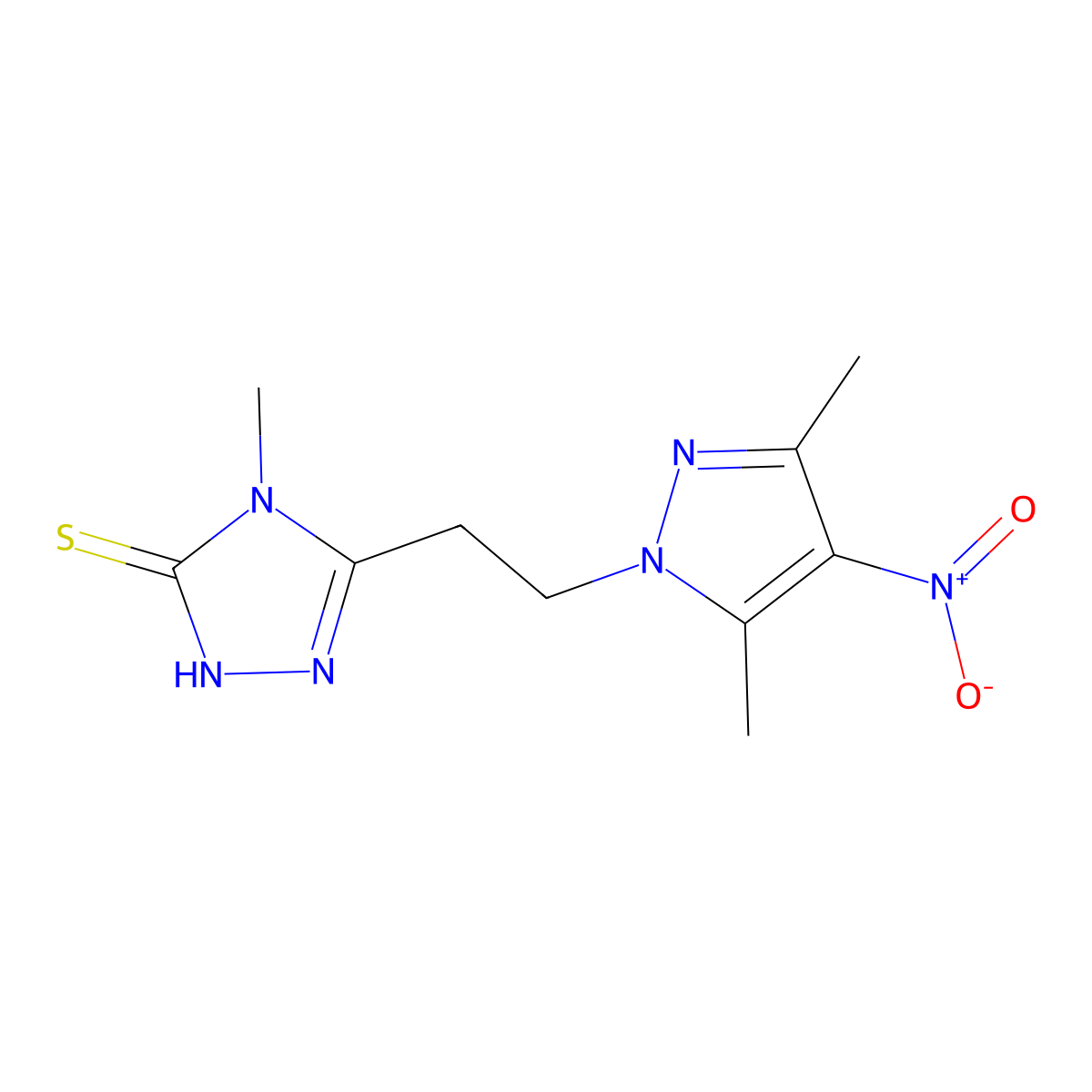 5-[2-(3,5-Dimethyl-4-nitro-pyrazol-1-yl)-ethyl]-4-methyl-4H-[1,2,4]triazole-3-thiol molecular structure, CAS 1001756-39-3