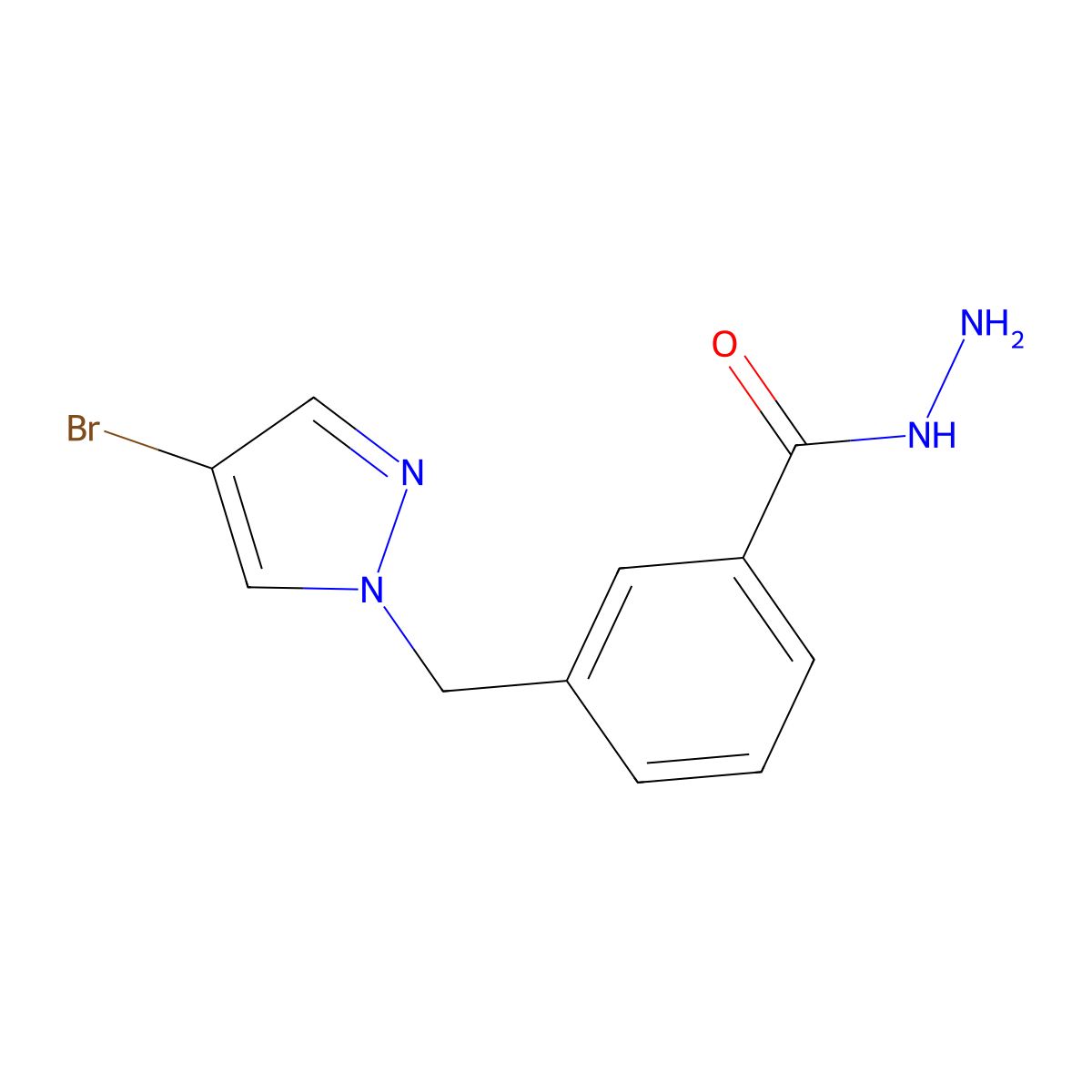 3-[(4-bromo-1H-pyrazol-1-yl)methyl]benzohydrazide molecular structure, CAS 1001757-38-5