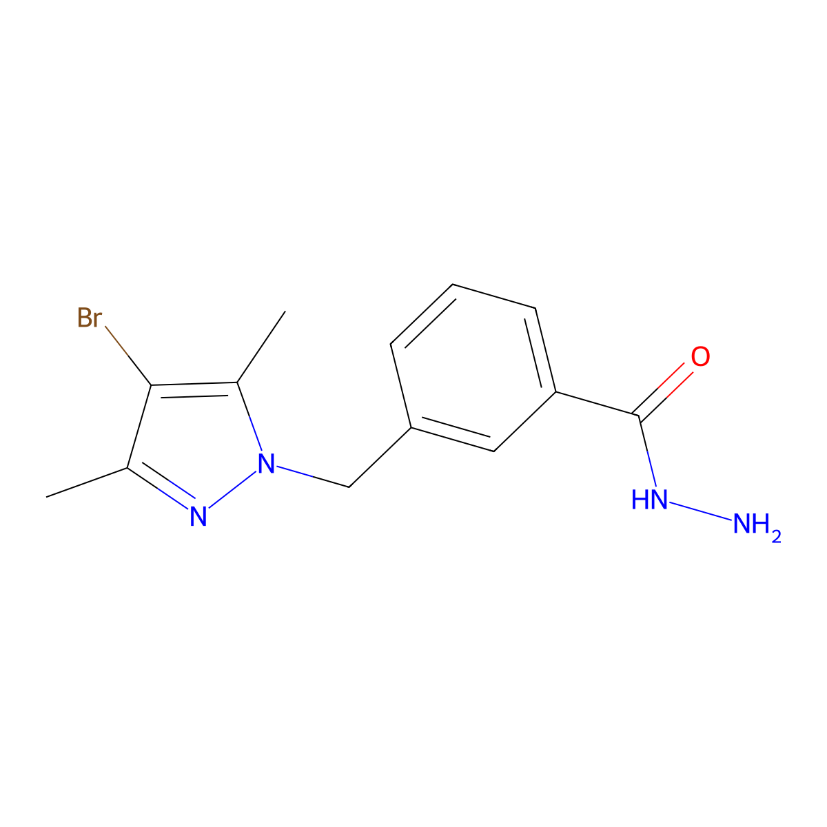 3-[(4-bromo-3,5-dimethyl-1H-pyrazol-1-yl)methyl]benzohydrazide molecular structure, CAS 1001757-40-9