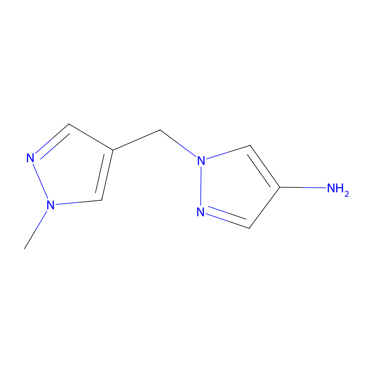 1-((1-Methyl-1H-pyrazol-4-yl)methyl)-1H-pyrazol-4-amine molecular structure, CAS 1001757-45-4