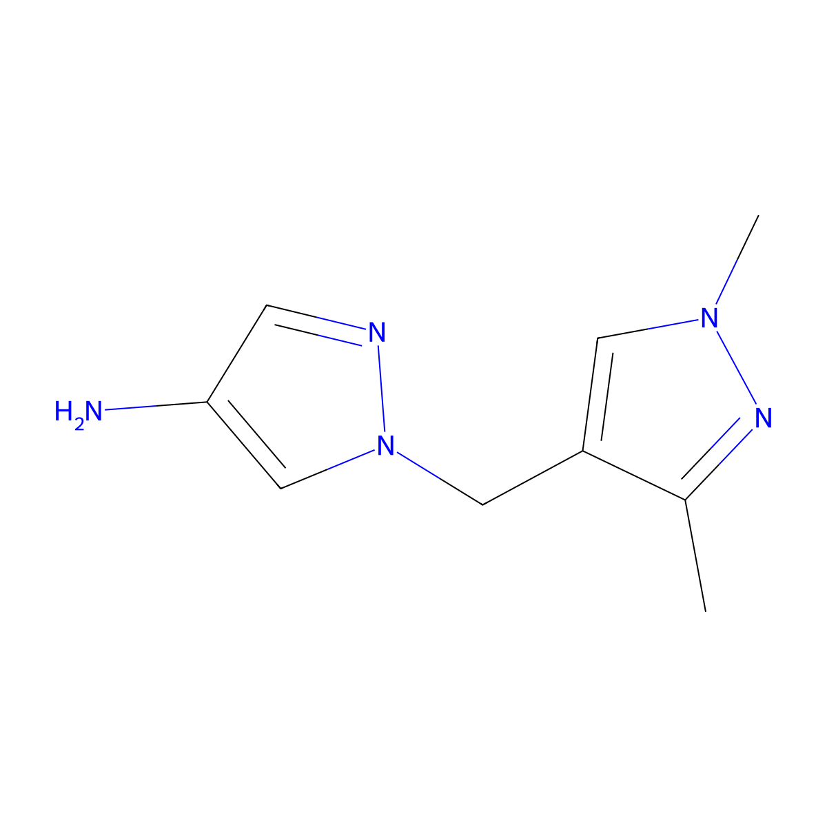 1-[(1,3-dimethyl-1H-pyrazol-4-yl)methyl]-1H-pyrazol-4-amine molecular structure, CAS 1001757-46-5