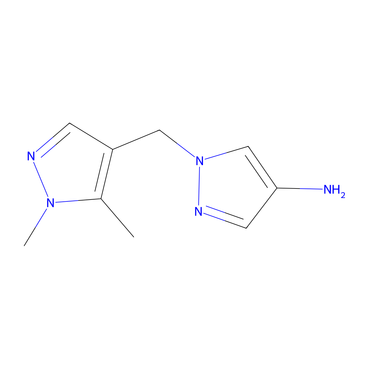 1-[(1,5-dimethyl-1H-pyrazol-4-yl)methyl]-1H-pyrazol-4-amine molecular structure, CAS 1001757-47-6