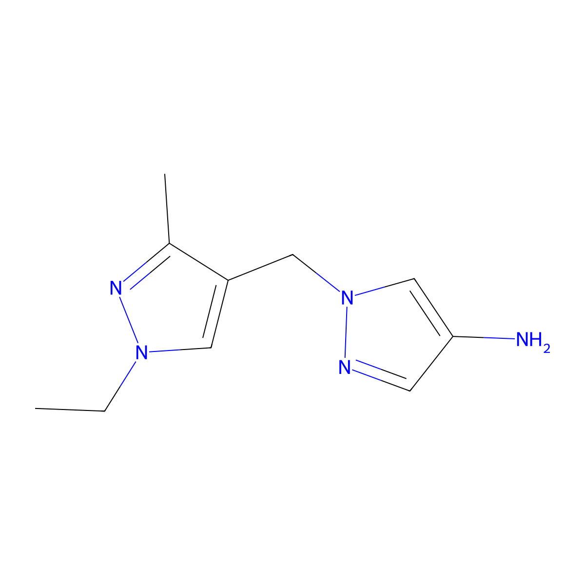 1-((1-Ethyl-3-methyl-1H-pyrazol-4-yl)methyl)-1H-pyrazol-4-amine molecular structure, CAS 1001757-48-7