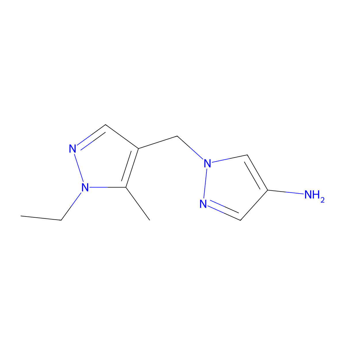 1-((1-Ethyl-5-methyl-1H-pyrazol-4-yl)methyl)-1H-pyrazol-4-amine molecular structure, CAS 1001757-49-8