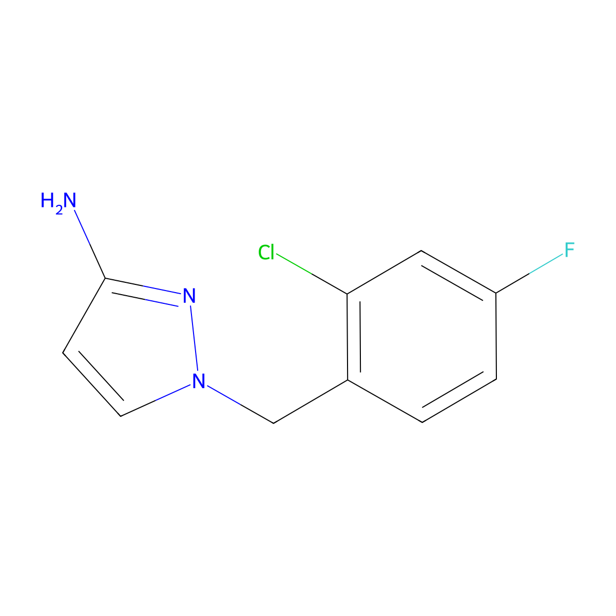 1-(2-chloro-4-fluorobenzyl)-1H-pyrazol-3-amine molecular structure, CAS 1001757-50-1