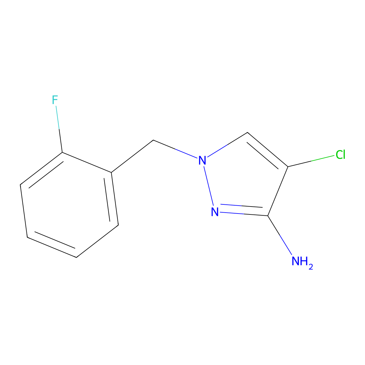 4-chloro-1-(2-fluorobenzyl)-1H-pyrazol-3-amine molecular structure, CAS 1001757-51-2