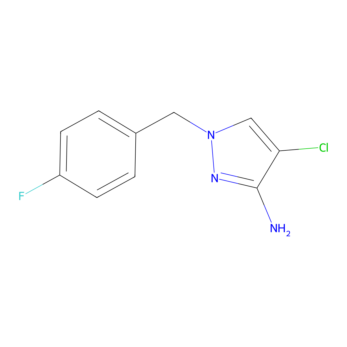 4-chloro-1-(4-fluorobenzyl)-1H-pyrazol-3-amine molecular structure, CAS 1001757-53-4