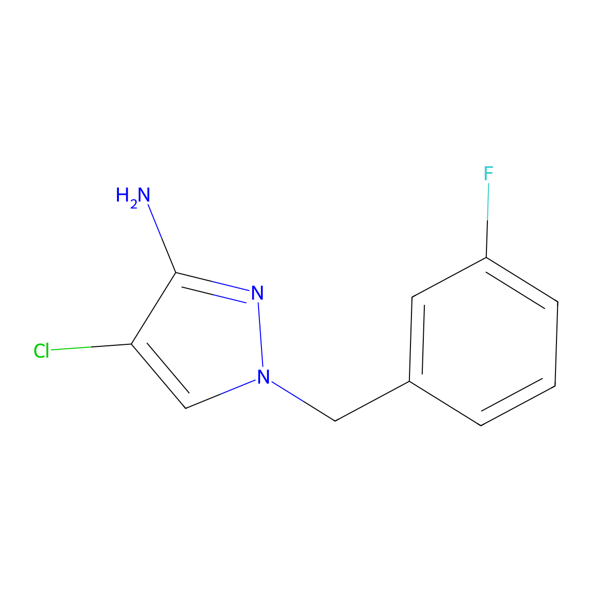 4-chloro-1-(3-fluorobenzyl)-1H-pyrazol-3-amine molecular structure, CAS 1001757-55-6