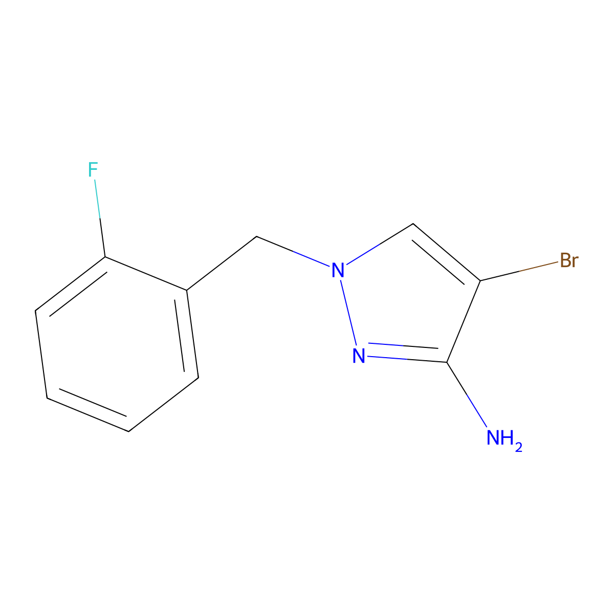 4-bromo-1-(2-fluorobenzyl)-1H-pyrazol-3-amine molecular structure, CAS 1001757-56-7