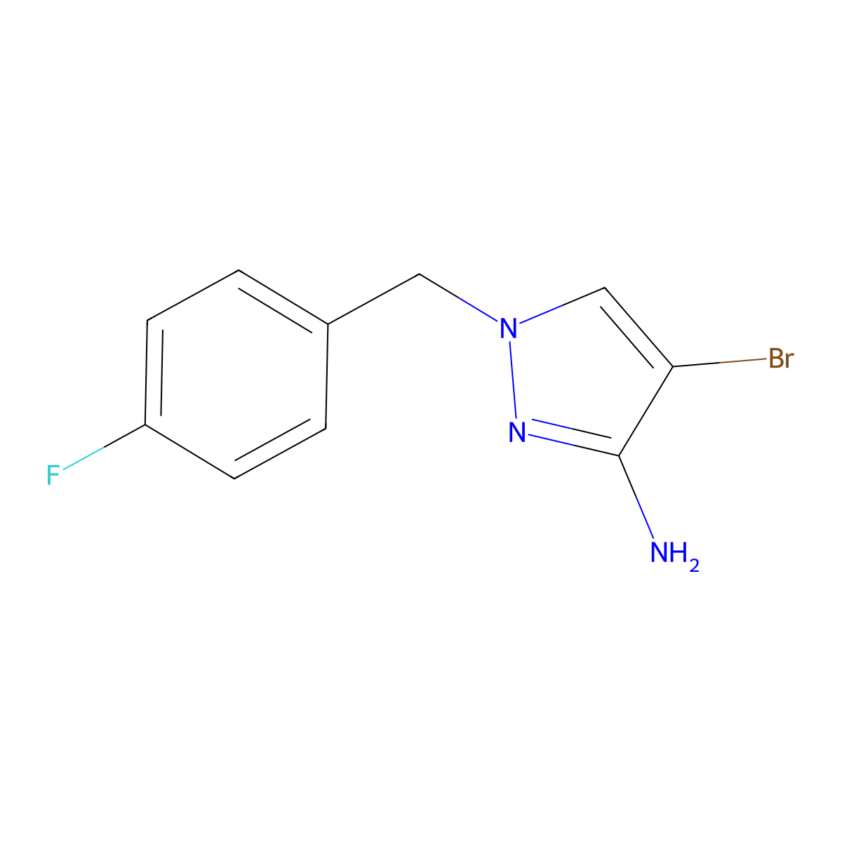 4-bromo-1-(4-fluorobenzyl)-1H-pyrazol-3-amine molecular structure, CAS 1001757-57-8