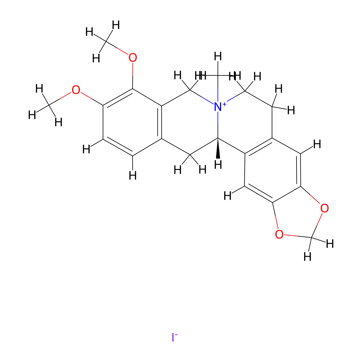 N-methyl-alpha-canadinium, monoiodide molecular structure, CAS 100176-93-0