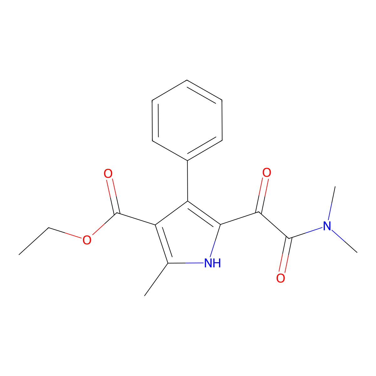 ethyl 5-(2-(dimethylamino)-2-oxoacetyl)-2-methyl-4-phenyl-1H-pyrrole-3-carboxylate molecular structure, CAS 1001763-06-9