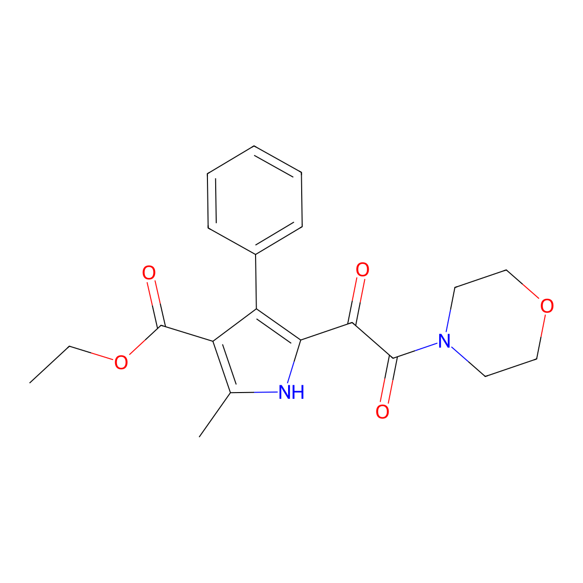 ethyl 2-methyl-5-(2-morpholino-2-oxoacetyl)-4-phenyl-1H-pyrrole-3-carboxylate molecular structure, CAS 1001763-43-4