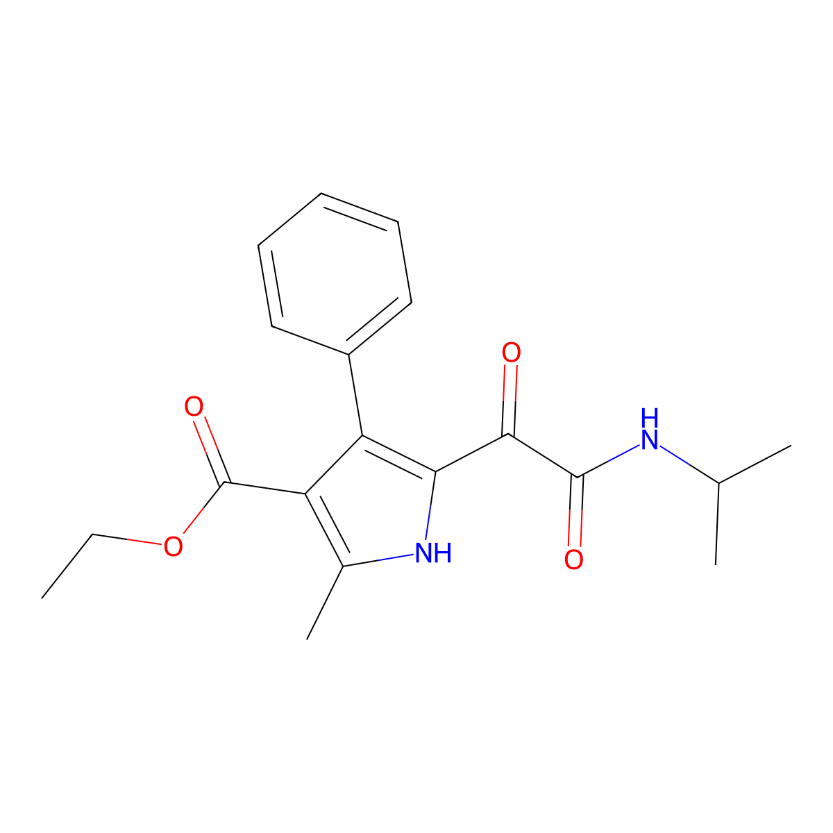ethyl 5-(2-(isopropylamino)-2-oxoacetyl)-2-methyl-4-phenyl-1H-pyrrole-3-carboxylate molecular structure, CAS 1001763-62-7