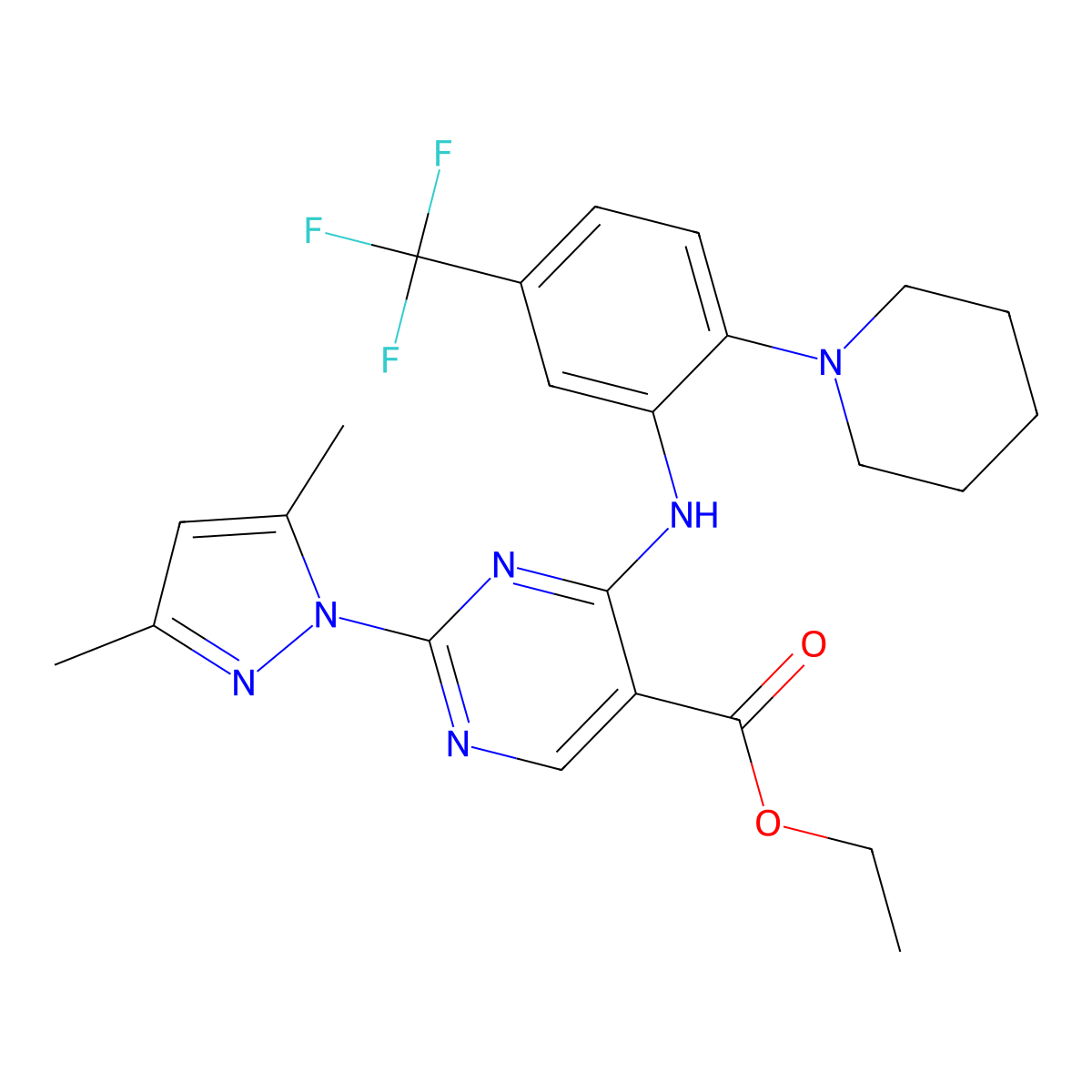 C24H27F3N6O2 molecular structure, CAS 1001783-20-5