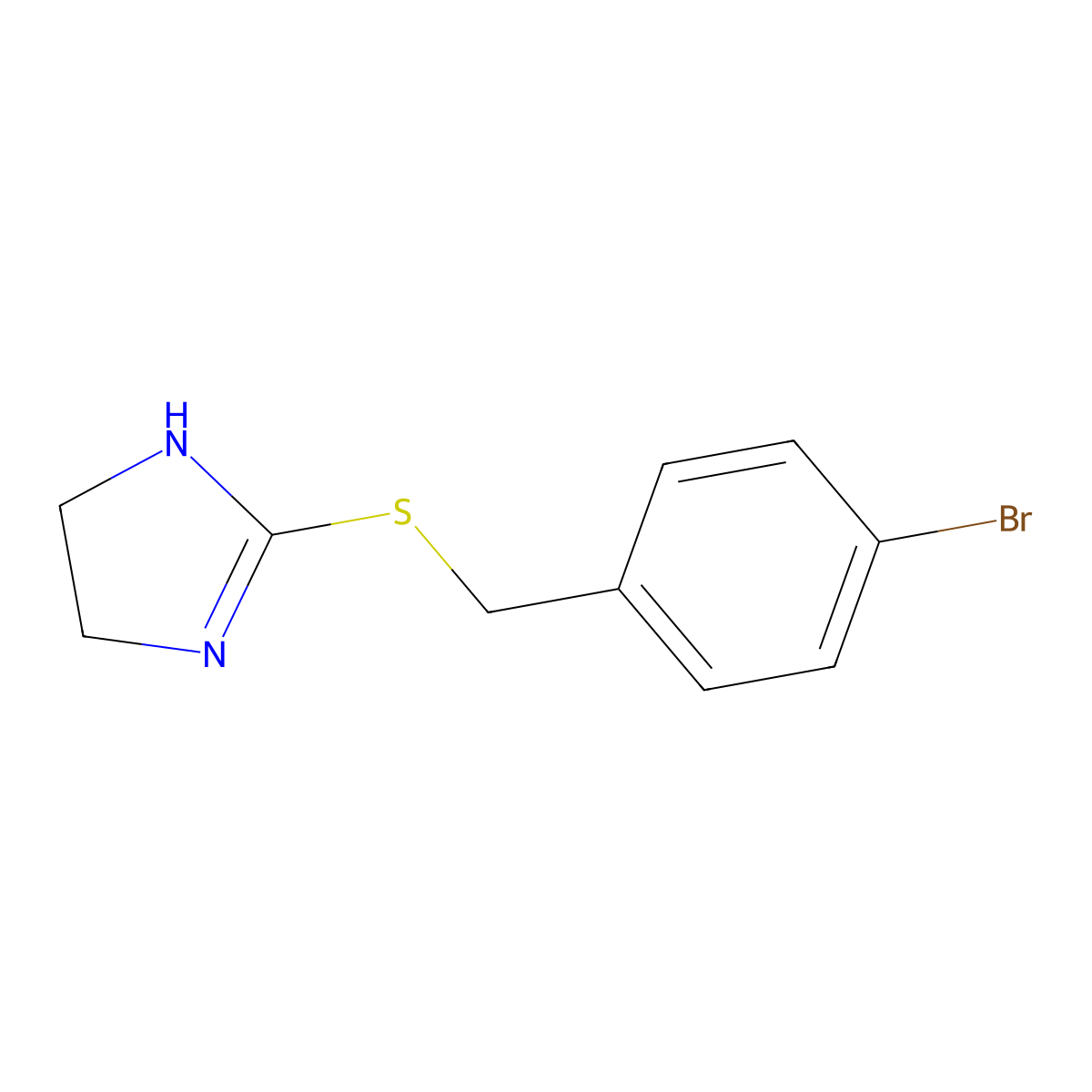 2-{[(4-bromophenyl)methyl]sulfanyl}-4,5-dihydro-1H-imidazole molecular structure, CAS 1001784-30-0