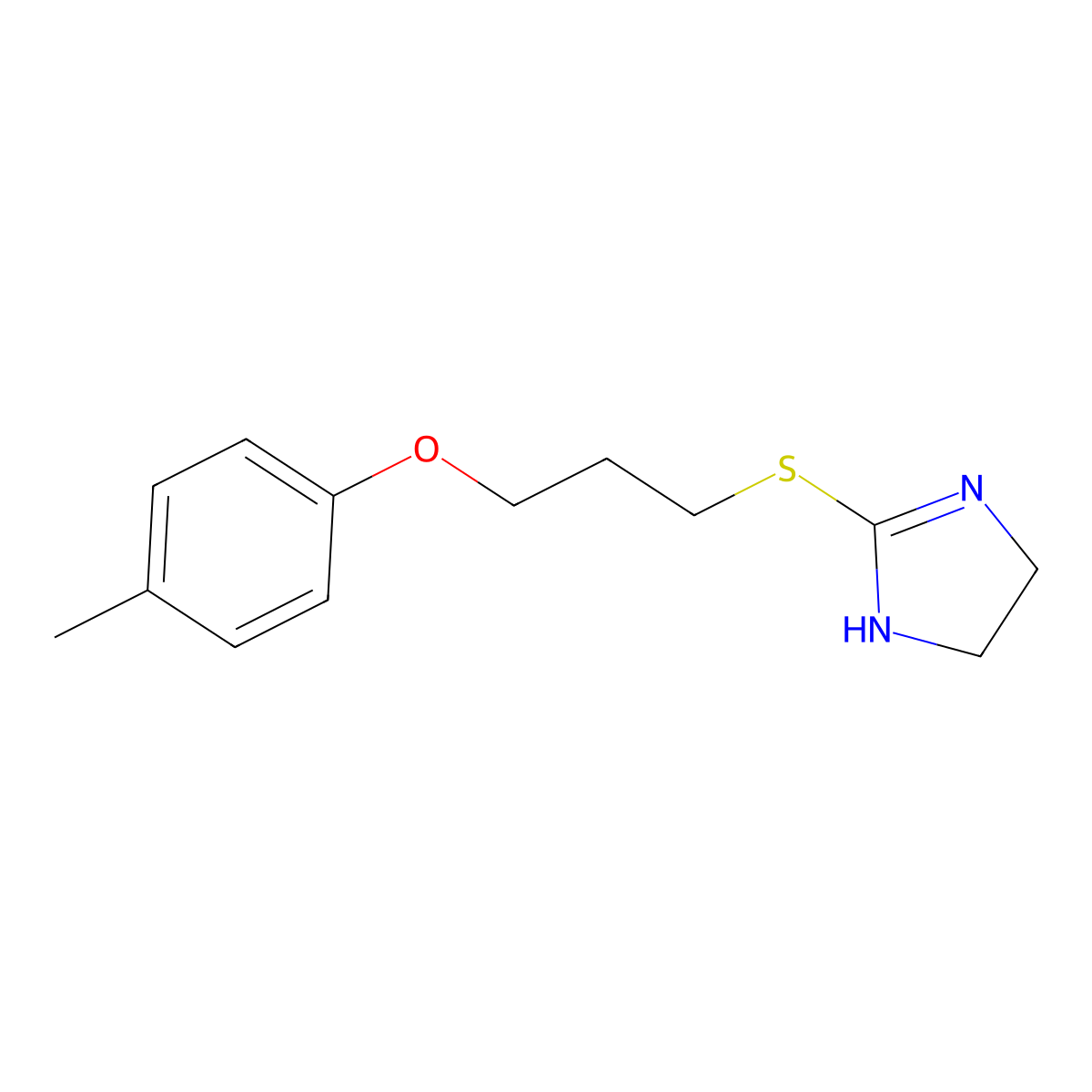 2-[3-(4-methylphenoxy)propylsulfanyl]-4,5-dihydro-1H-imidazole molecular structure, CAS 1001784-39-9