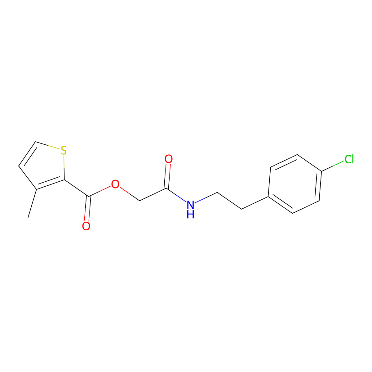 2-{[2-(4-Chlorophenyl)ethyl]amino}-2-oxoethyl 3-methylthiophene-2-carboxylate molecular structure, CAS 1001785-89-2