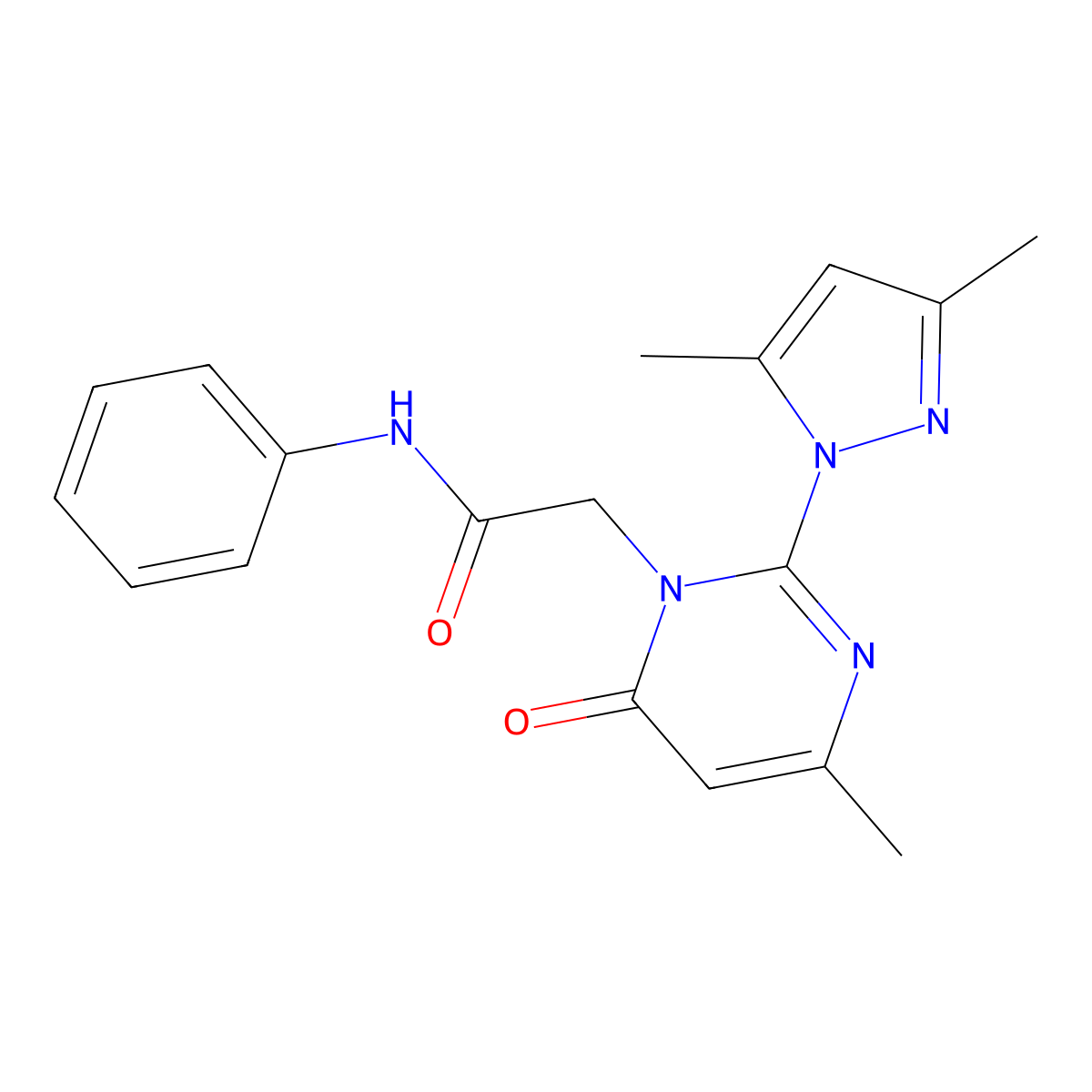 2-[2-(3,5-dimethylpyrazol-1-yl)-4-methyl-6-oxopyrimidin-1-yl]-N-phenylacetamide molecular structure, CAS 1001797-93-8