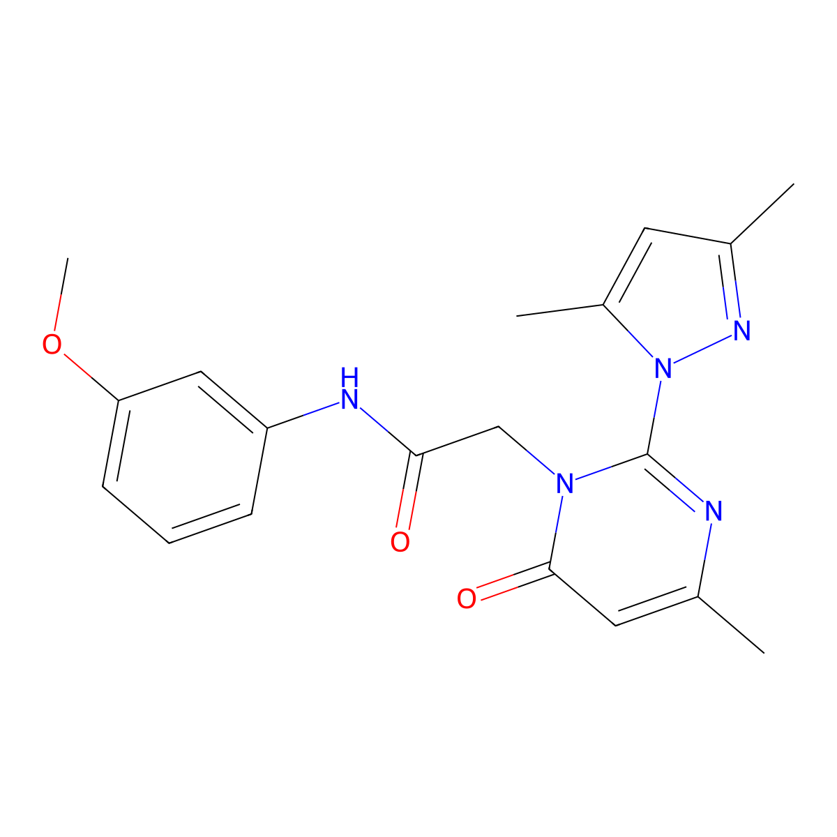 2-[2-(3,5-dimethylpyrazol-1-yl)-4-methyl-6-oxopyrimidin-1-yl]-N-(3-methoxyphenyl)acetamide molecular structure, CAS 1001798-16-8