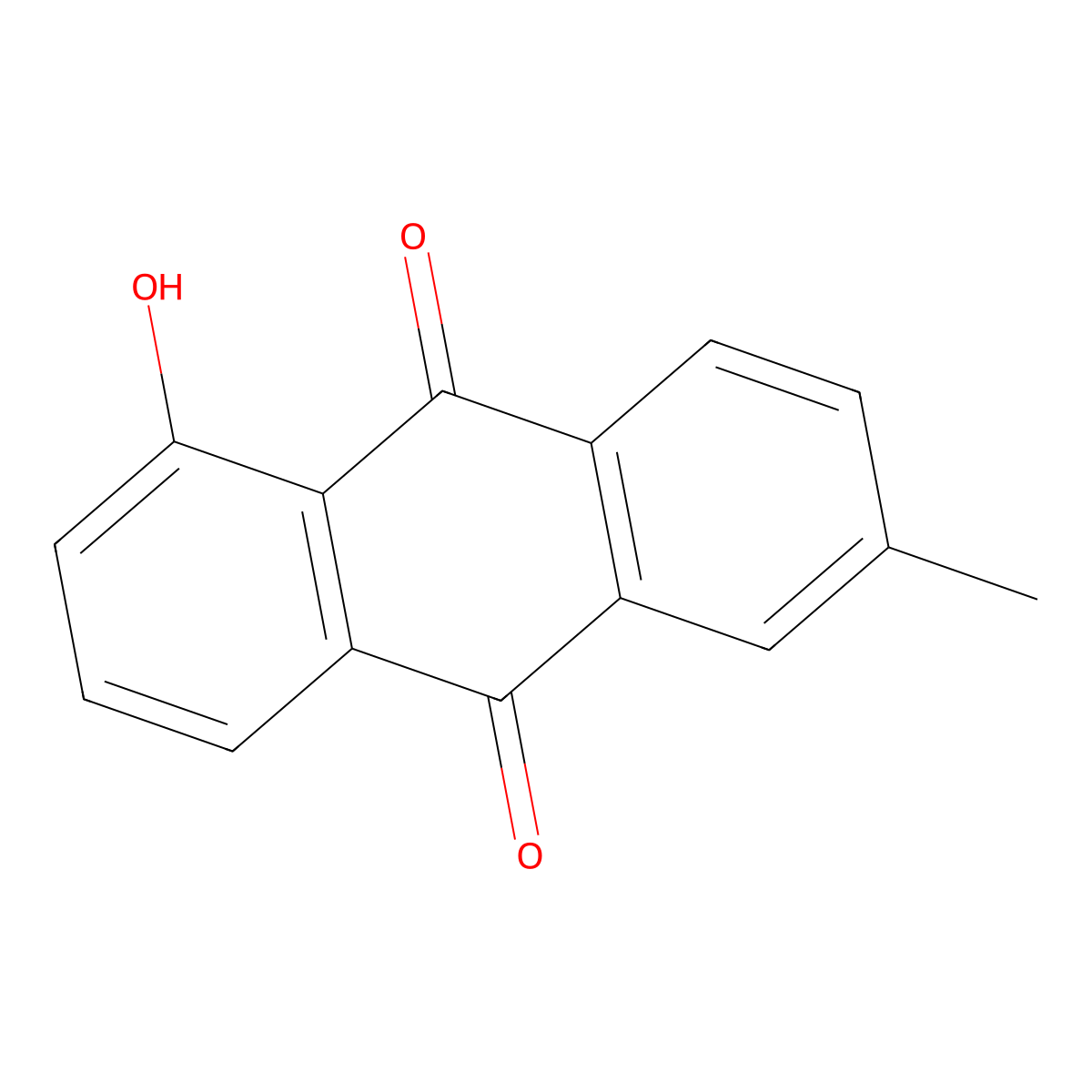 1-Hydroxy-6-methylanthracene-9,10-dione molecular structure, CAS 10018-44-7