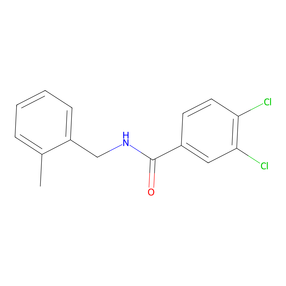 3,4-dichloro-N-[(2-methylphenyl)methyl]benzamide molecular structure, CAS 1001827-06-0