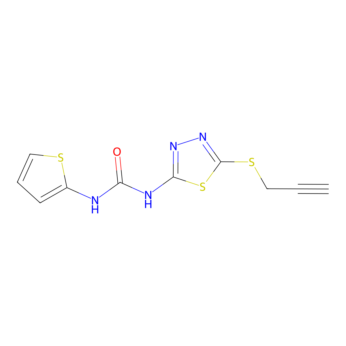 1-(5-(Prop-2-yn-1-ylthio)-1,3,4-thiadiazol-2-yl)-3-(thiophen-2-yl)urea molecular structure, CAS 1001829-87-3