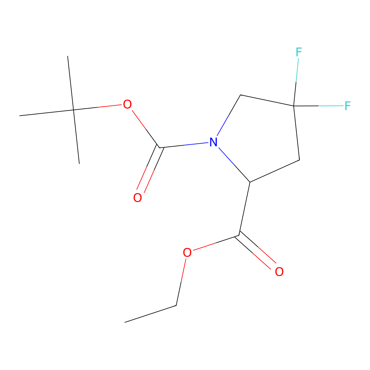 (S)-1-tert-Butyl 2-ethyl 4,4-difluoropyrrolidine-1,2-dicarboxylate molecular structure, CAS 1001853-59-3